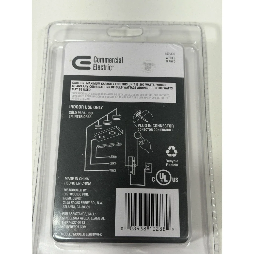 New, Commercial Electric 200 Watt 120 Volt 3 Level Touch Dimmer White 150-330